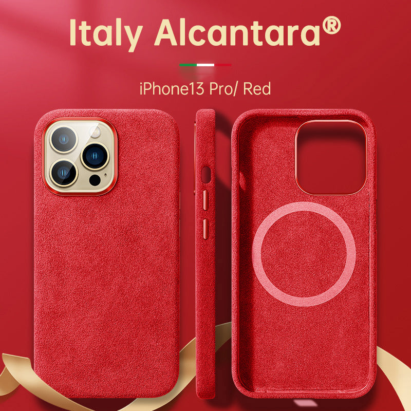 Italian Alcantara Case for iPhone 15 Pro Max Business Leather Phone Back Cover for iPhone 13 Pro Max Magnets - Korvel