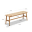 Woven Design Natural Oak Wood Backless Dining Bench