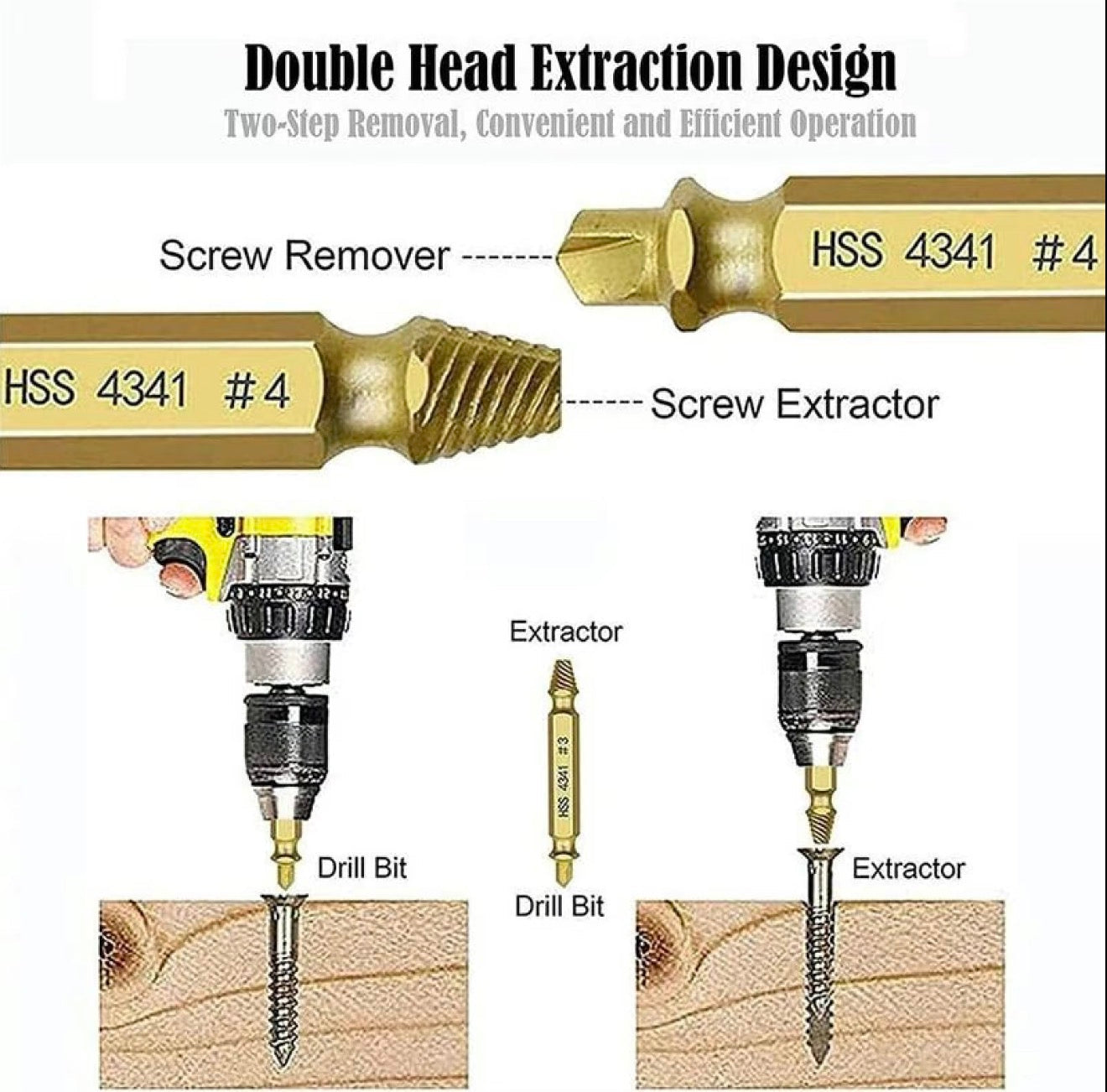 GripOut Screw Extractor Set - 6-Piece Tool Kit