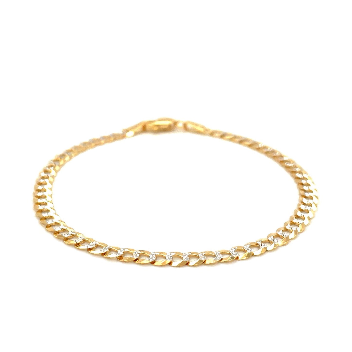 14k Two Tone Gold Pave Curb Bracelet - 3.6mm