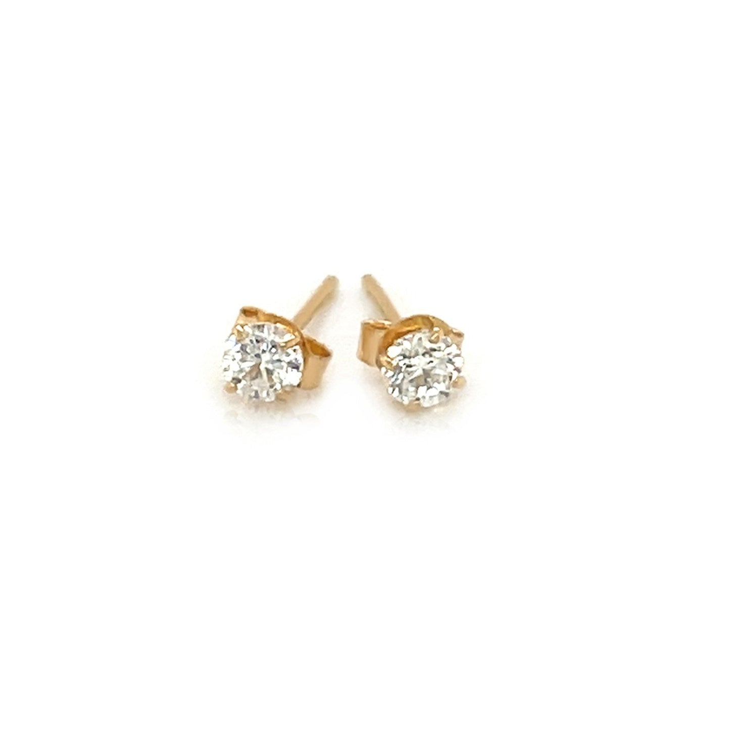 Boucles d'oreilles puces en or jaune 14k avec zircon cubique