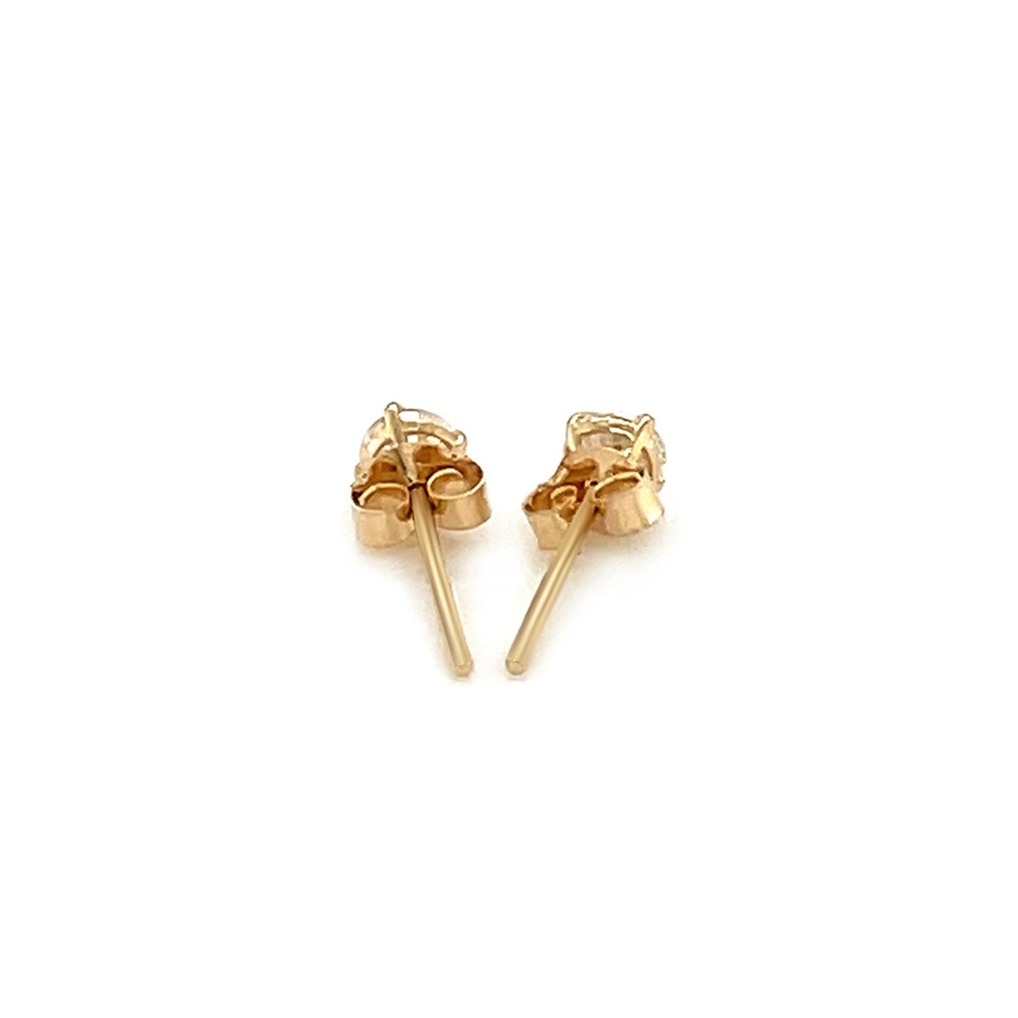 Boucles d'oreilles puces en or jaune 14k avec zircon cubique