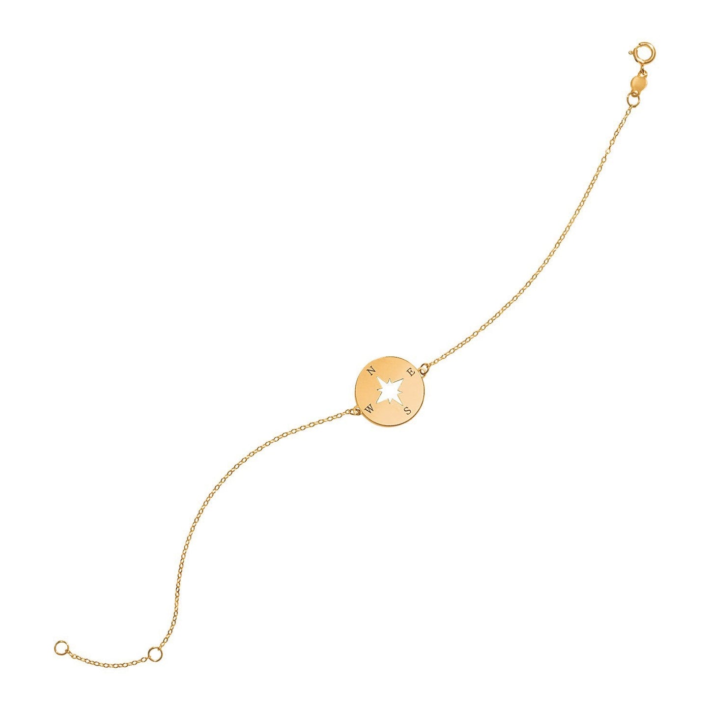 14k Yellow Gold 7-Inch Compass Bracelet