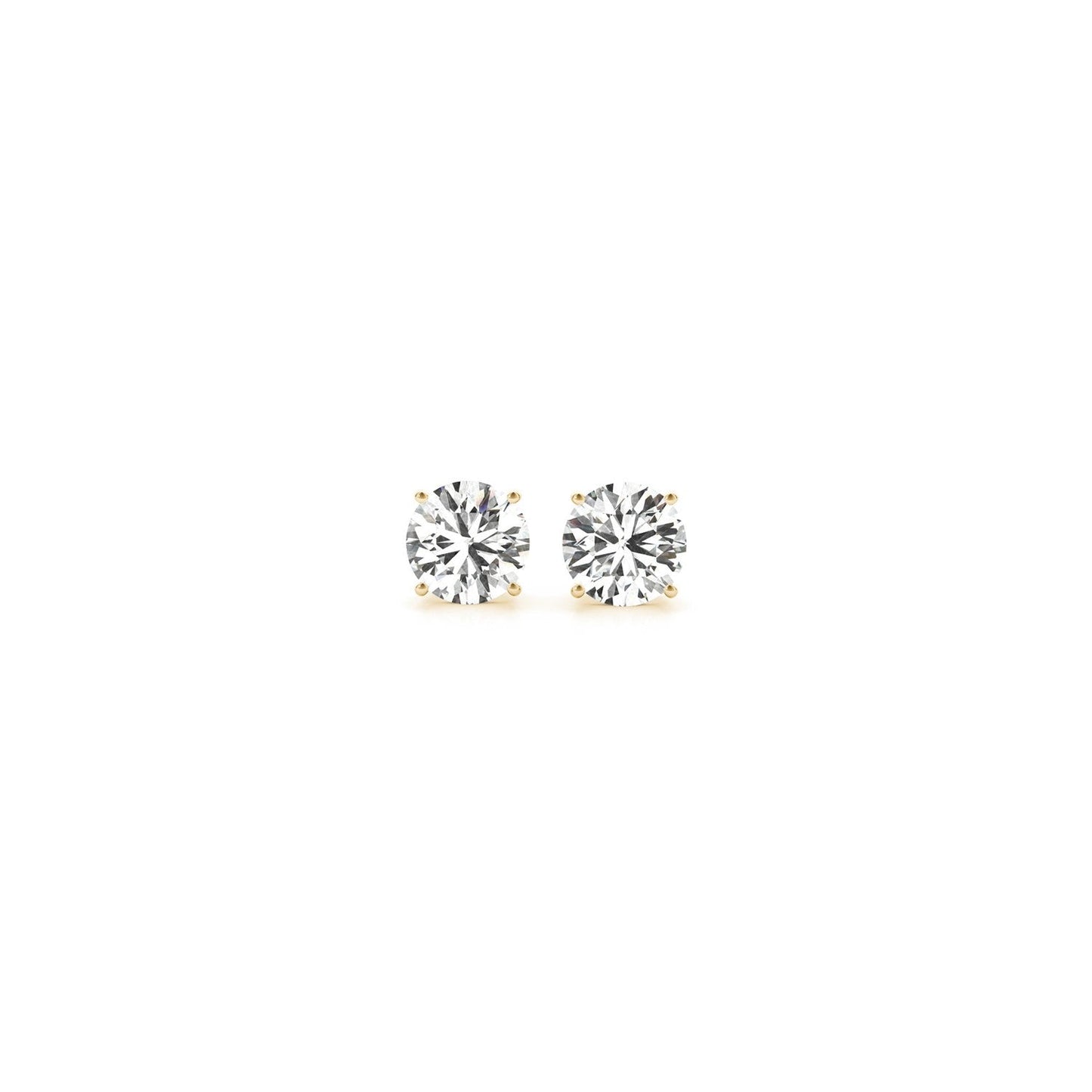 Lab Grown Round Diamond Stud Earrings in 14k Yellow Gold
