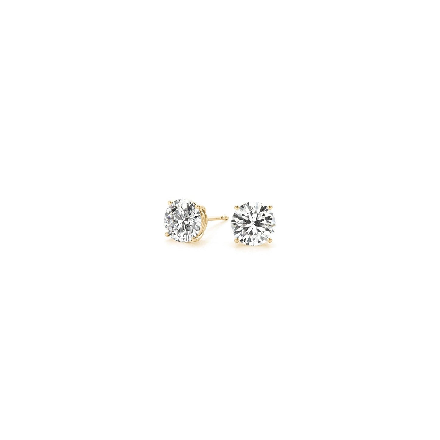 Lab Grown Round Diamond Stud Earrings in 14k Yellow Gold