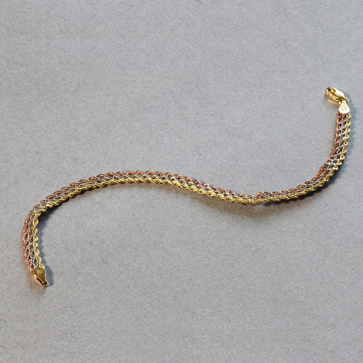 Bracelet en chaîne torsadée multi-brins en or tri-tonal 10k