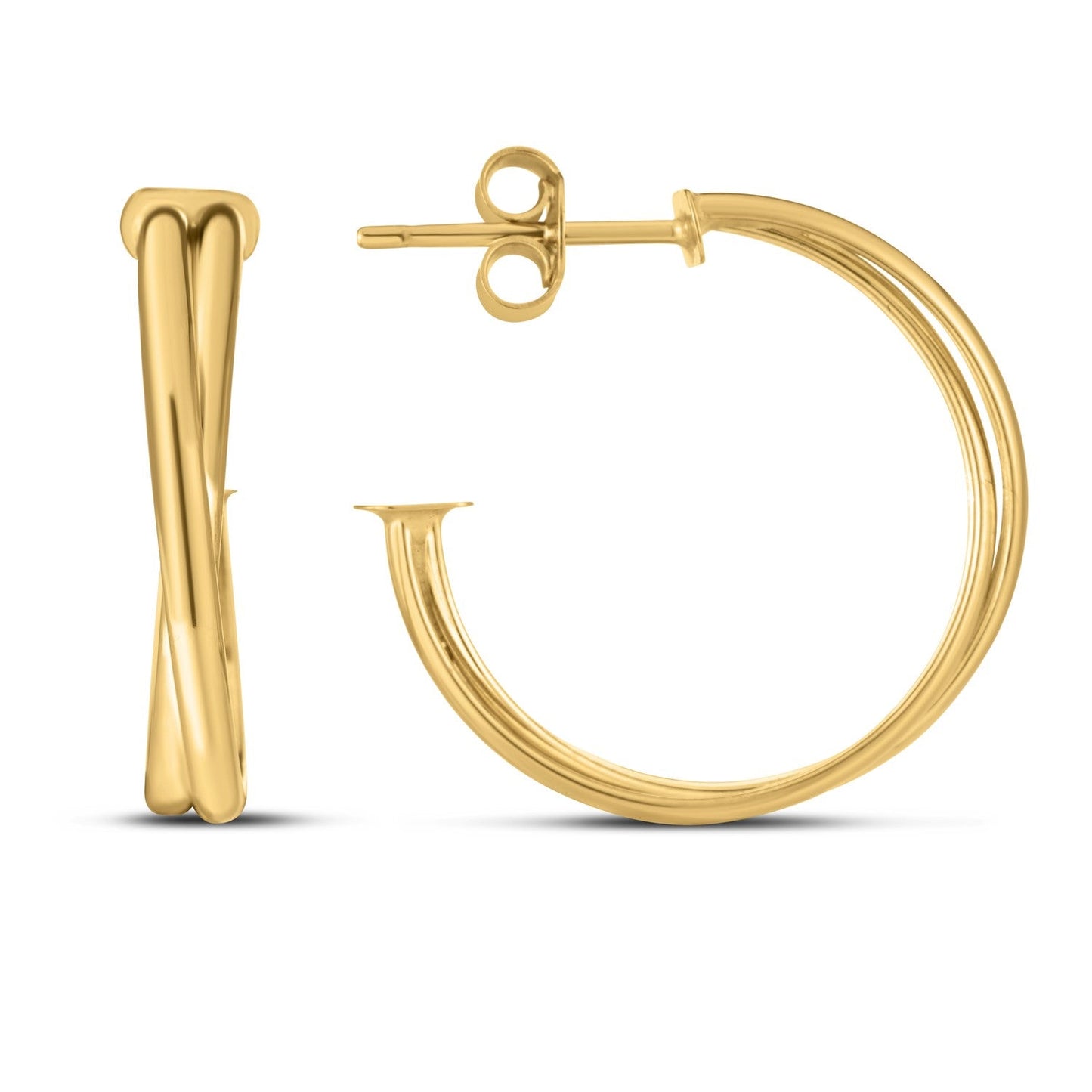 Aros Cruzados Grandes de Oro Amarillo de 14k