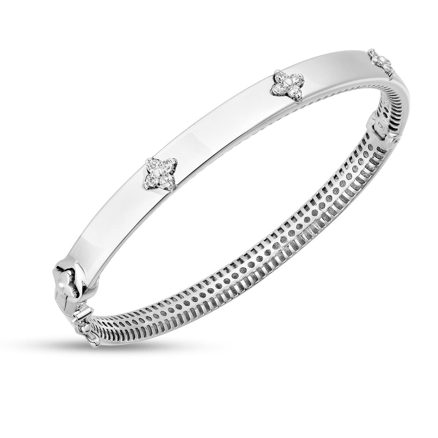Bracelet en diamant trilogie en or blanc 14k
