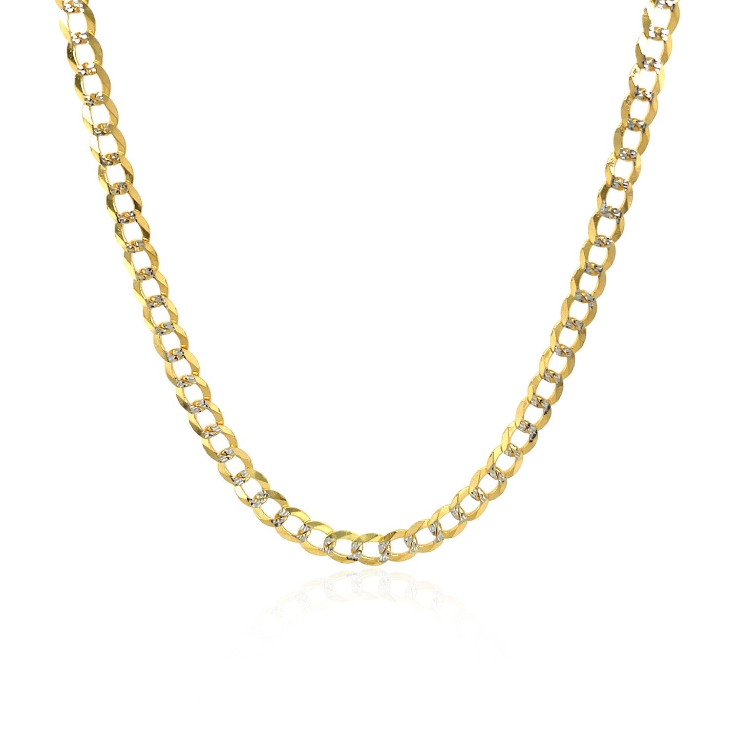 Chaîne Curb Pave en Or Bicolore 14k - 3,2 mm