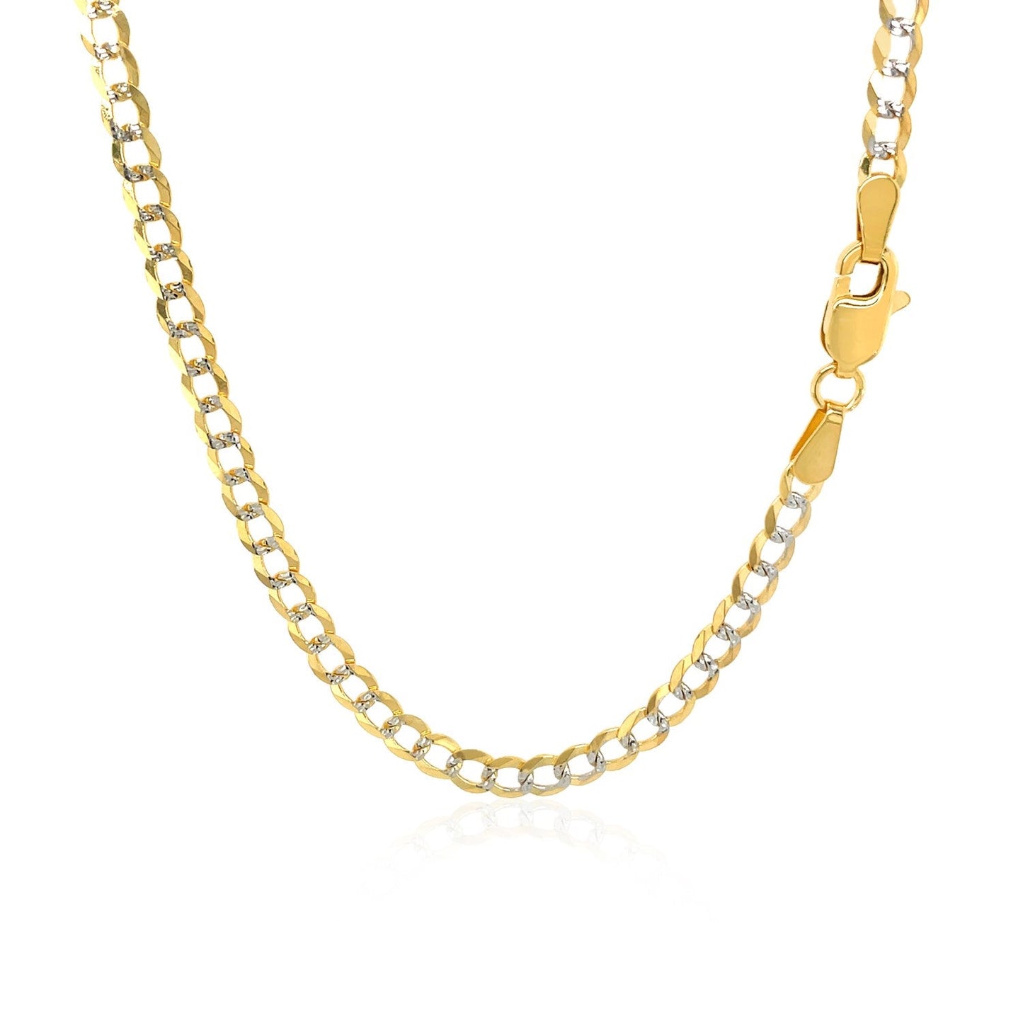 Chaîne Curb Pave en Or Bicolore 14k - 3,2 mm