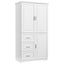 Tall and Wide Storage Cabinet with Doors for Bathroom/Office, Three Drawers, White - Korvel