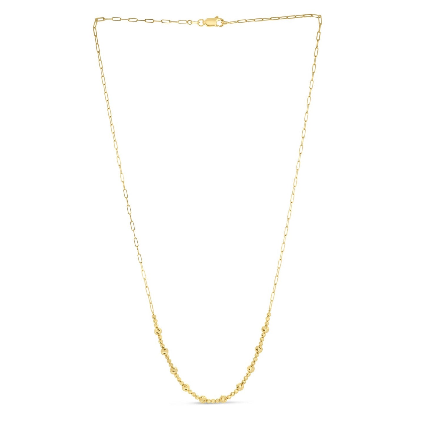 Collier en papier clip en or jaune 14 carats avec perles