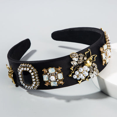 Bandeau en perles et strass baroque créatif