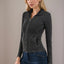 Pocketed Turtleneck Zip Up Denim Top - Korvel