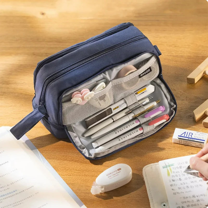 Student essential learning supplies multifunctional large capacity stationery bag pencil case - Korvel