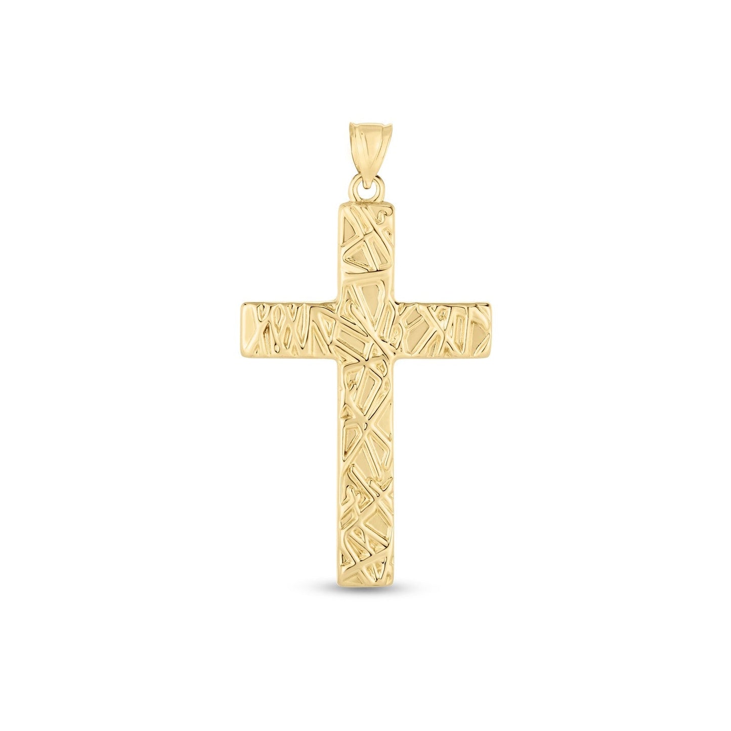 Pendentif croix texturé en or jaune 14 carats haute brillance