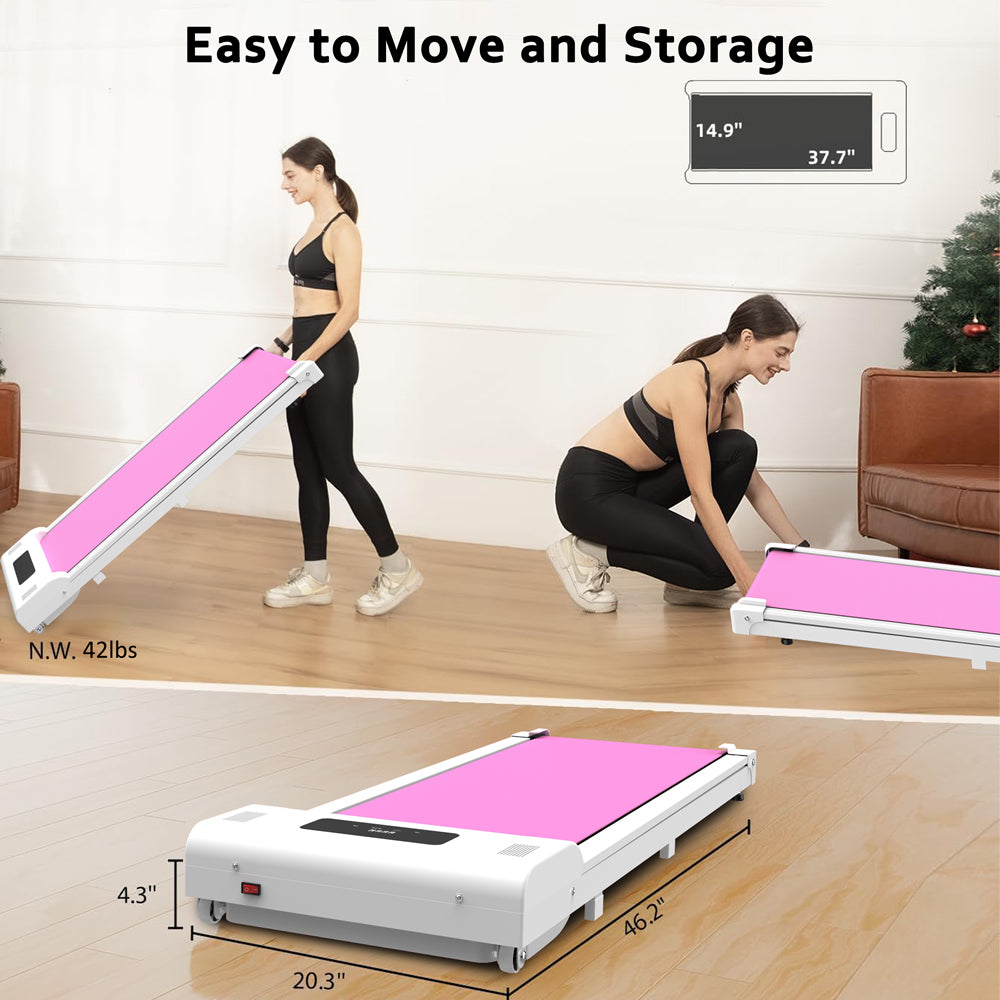 Portable Under-Desk Treadmill with Remote LED Display - Pink