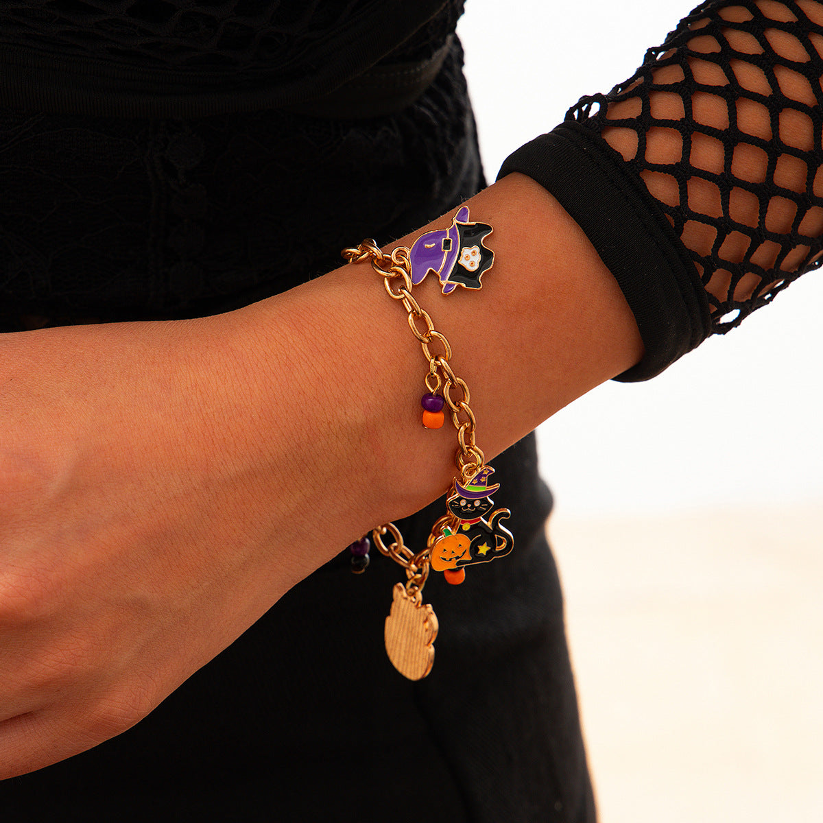 Halloween Party Ghost Bracelet Trendy Girl Pumpkin Festival Alloy Pendant Handmade Girl - Korvel