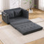 Three in one soft cushion cushion cushion sofa, folding mattress sofa bed, with side pockets and cup holder, dark gray - Korvel