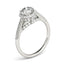 Bague de fiançailles en diamant taille ronde en or blanc 14 carats avec pavé