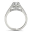 Bague de fiançailles en diamant taille ronde en or blanc 14 carats avec pavé