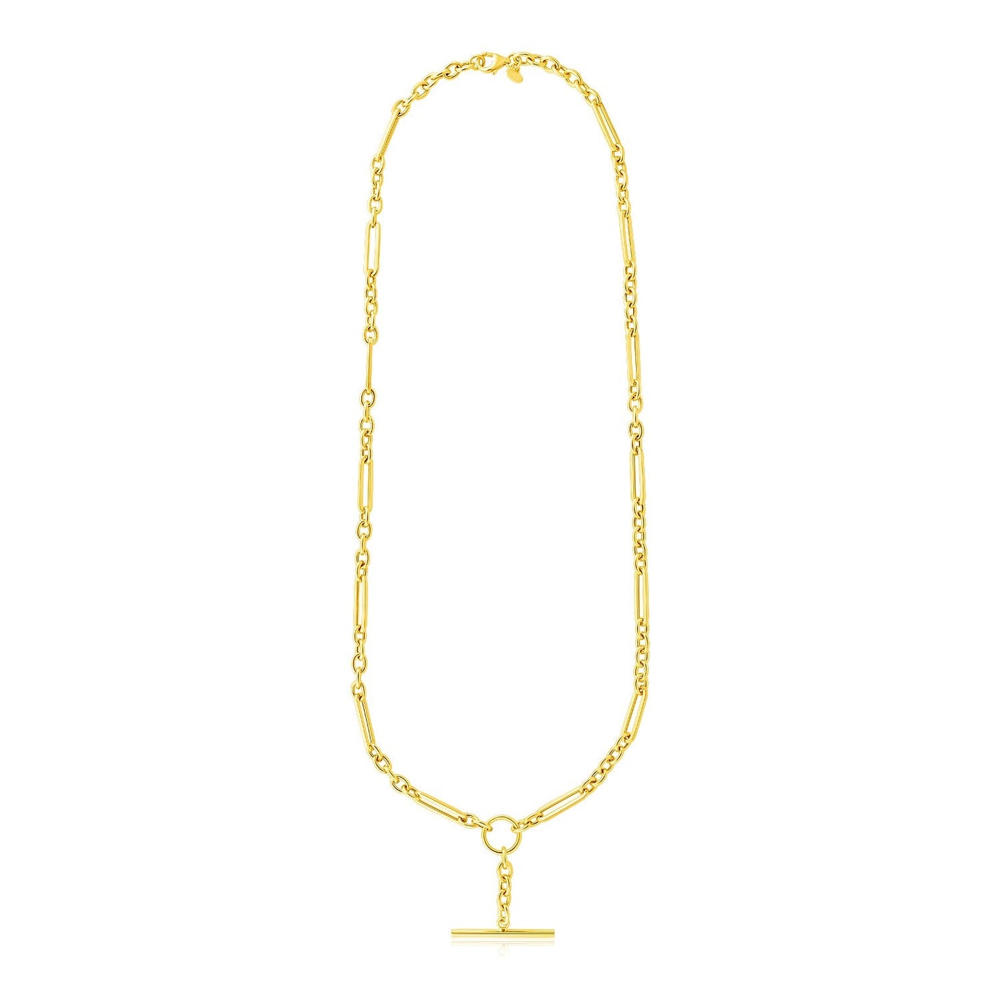 14k Yellow Gold Alternating Oval and Round Chain Necklace