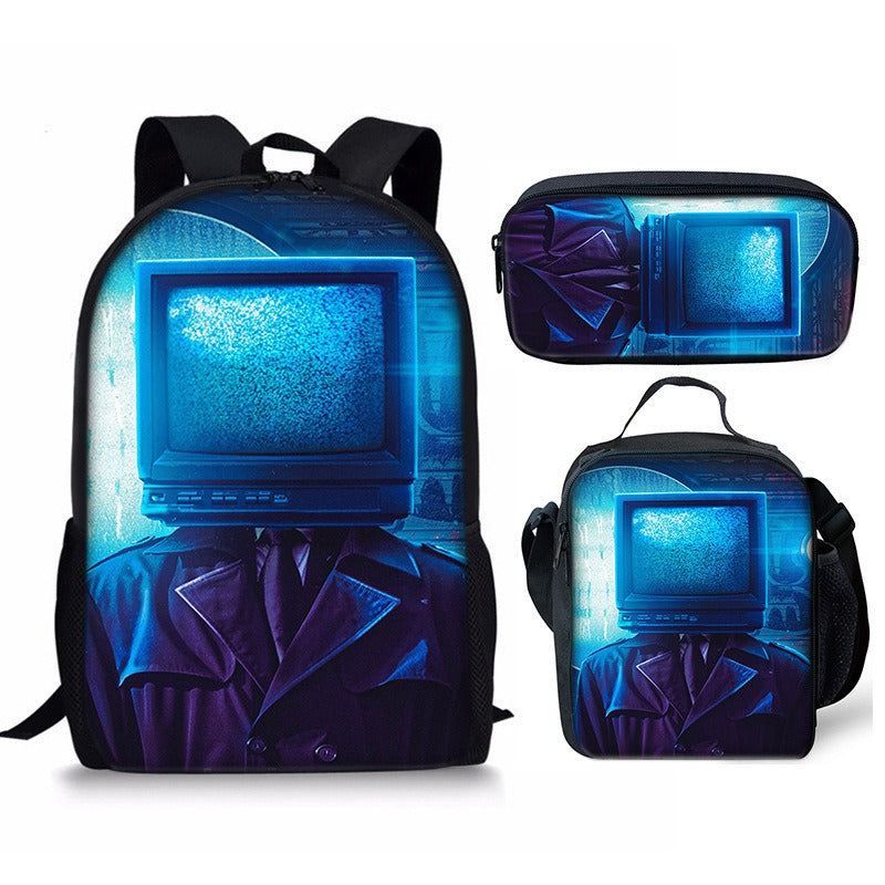 Conjunto de mochila Skibidi Toilet Man de 3 piezas para la escuela