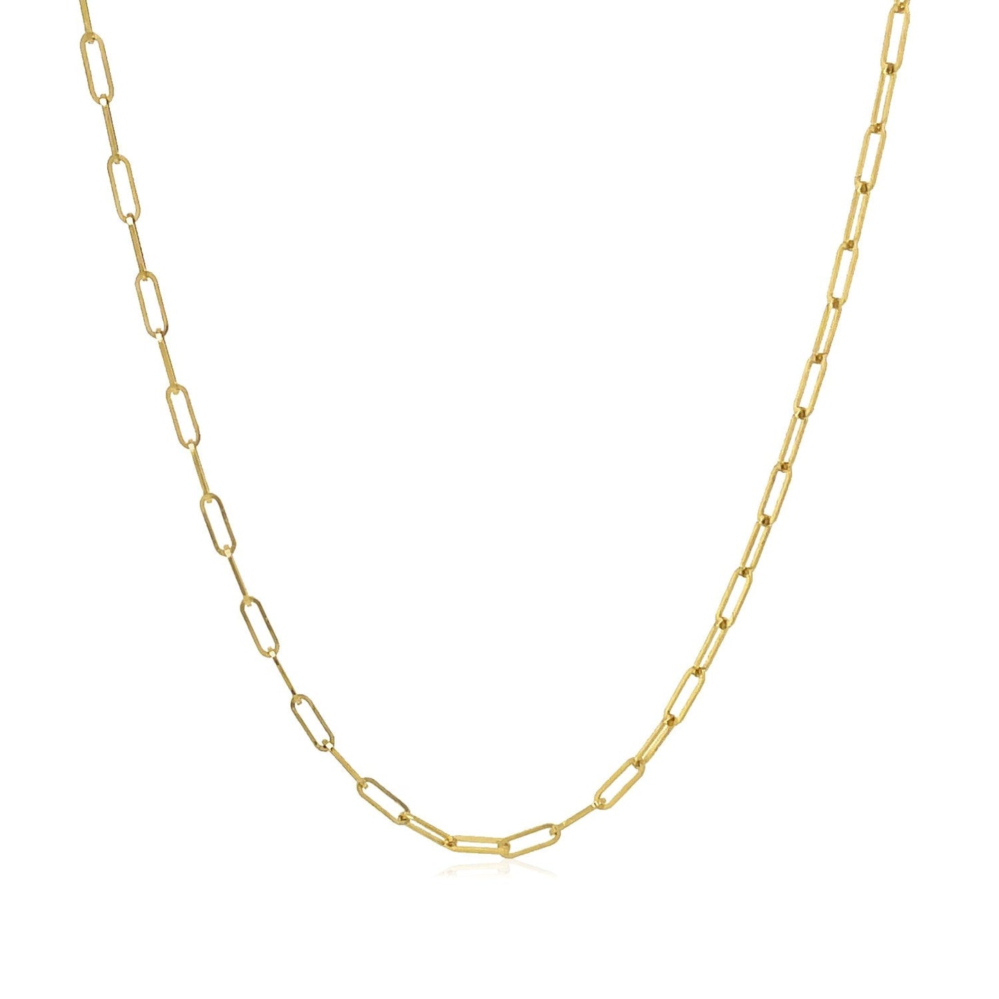 14K Yellow Gold Fine Paperclip Chain Necklace