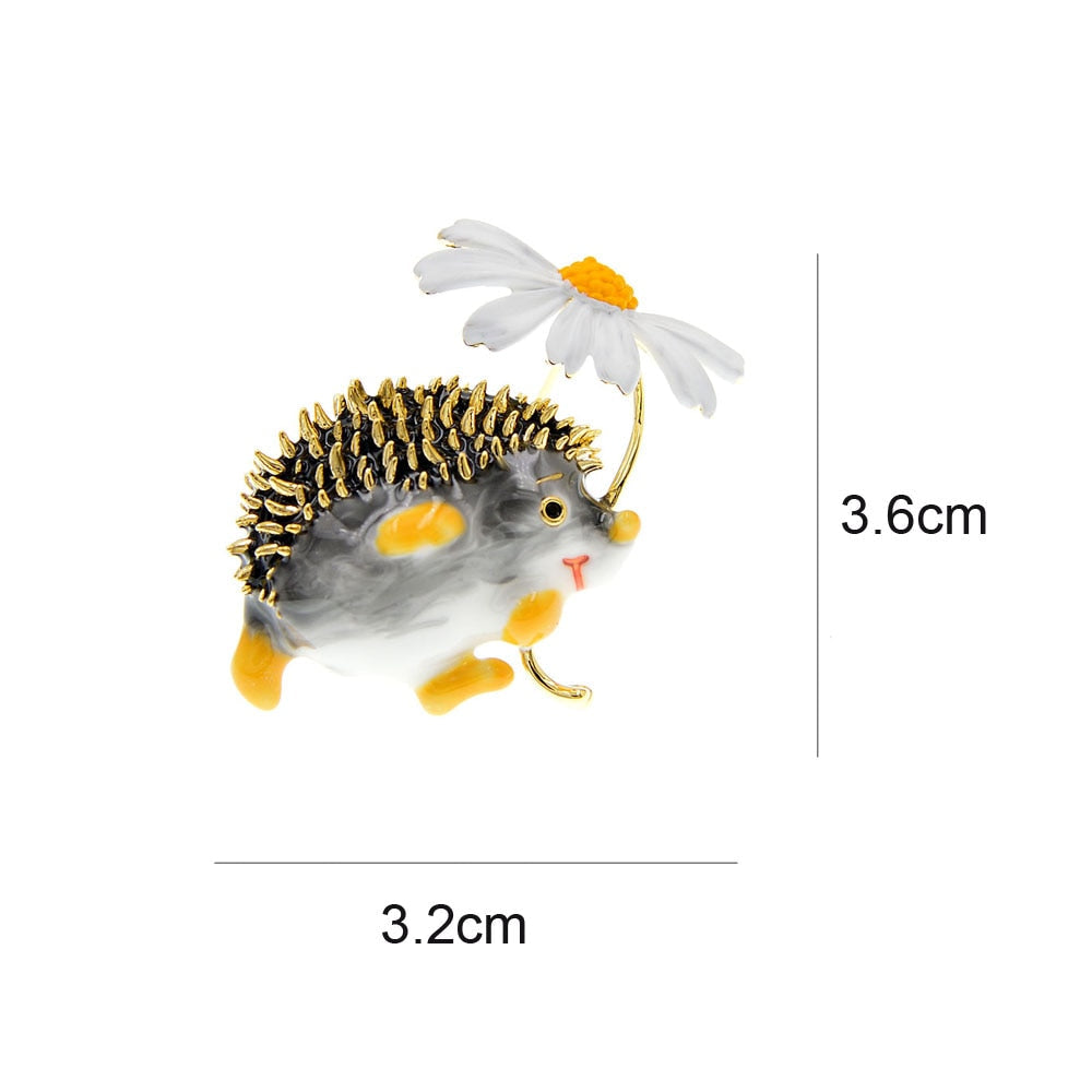 CINDY XIANG Cute Hedgehog Brooch Fashion Daisy Brooches For Women Animal Jewelry Funny Winter Design High Quality - Korvel
