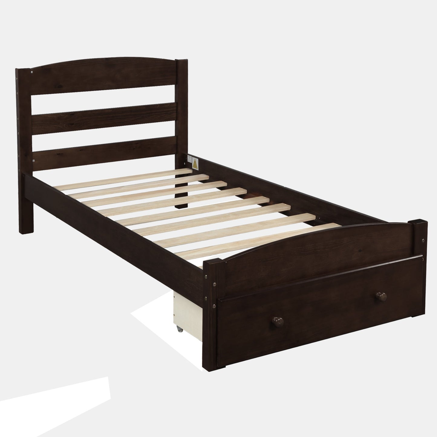 Marco de Cama Plataforma Twin Espresso con Cajón de Almacenamiento