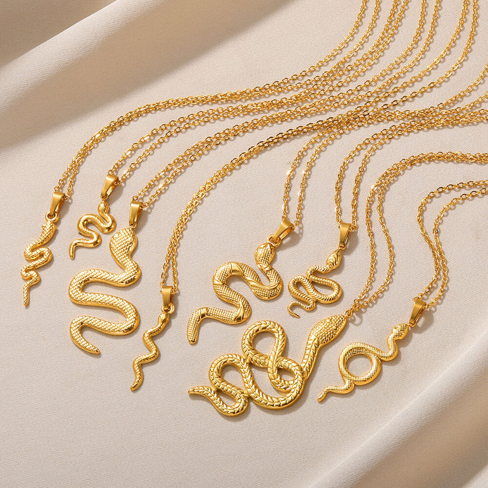 Spirit Snake Pendant Retro Style Personalized Necklace Women's Stainless Steel Gold Plated - Korvel