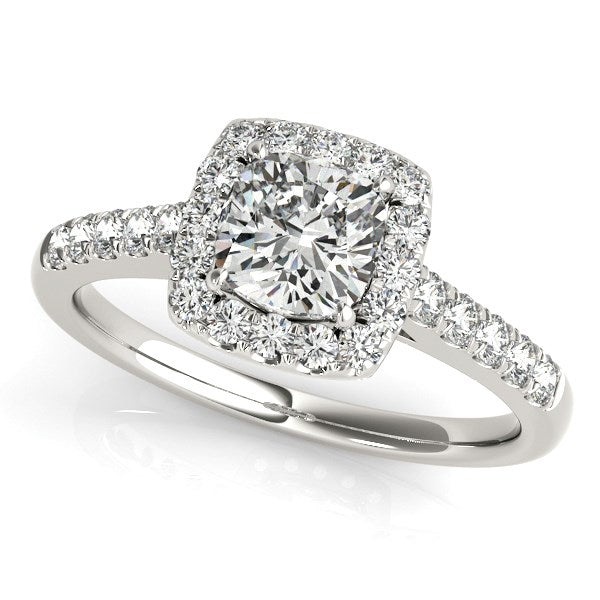 14k White Gold Square Round Diamond Engagement Ring