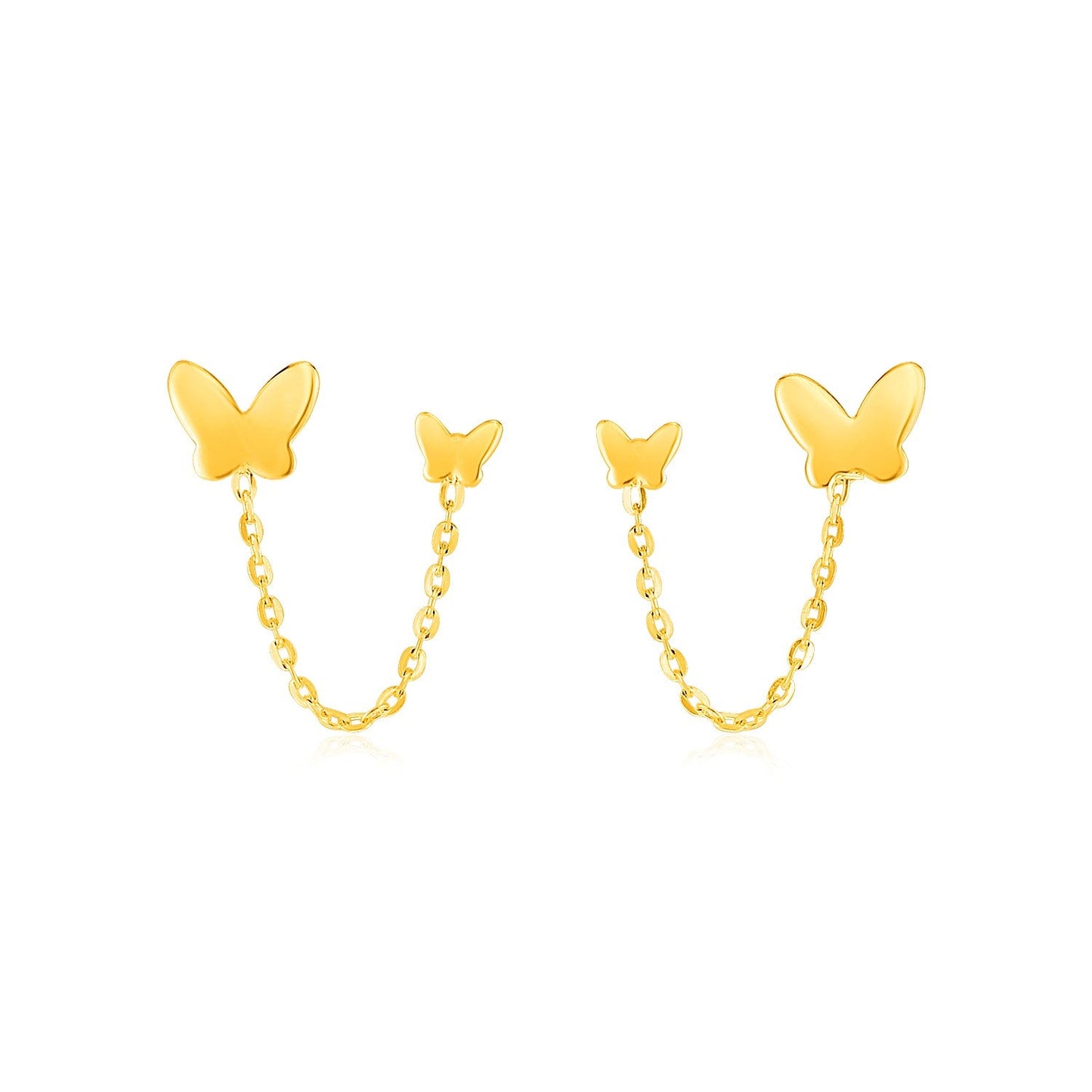 Pendientes de mariposa de oro amarillo de 14k