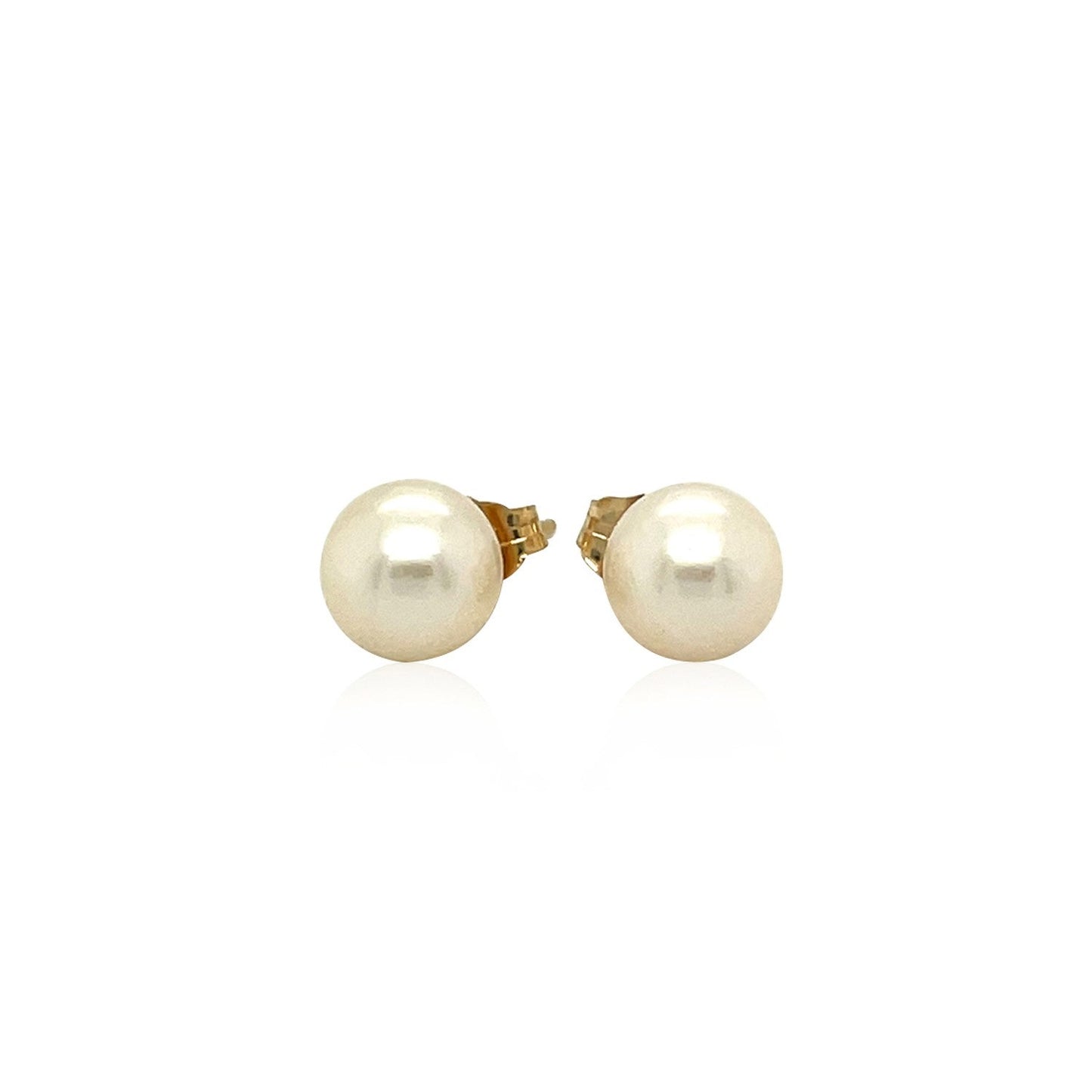 14k Yellow Gold Freshwater Cultured Pearl Stud Earrings