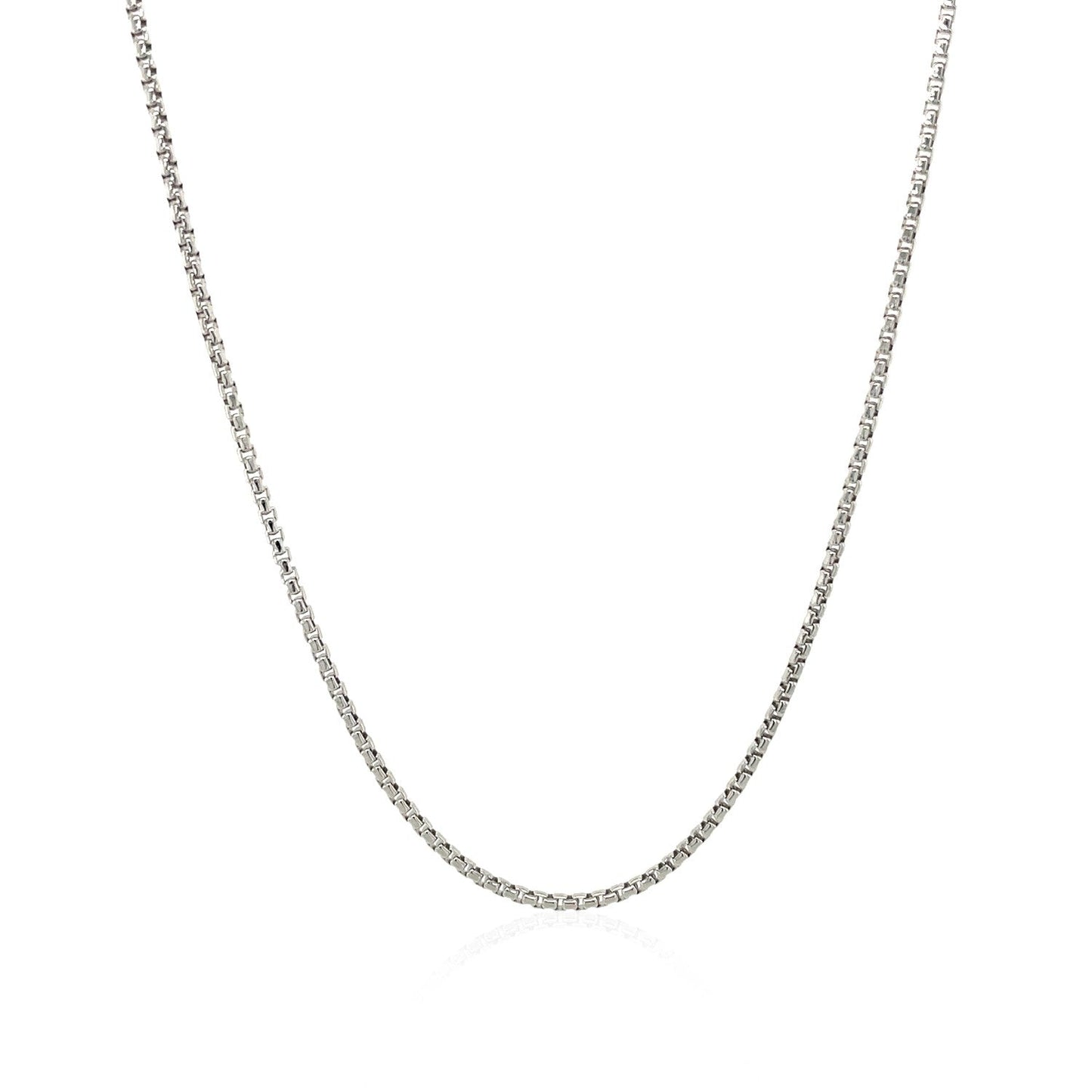 Cadena de Caja Redonda de Plata Esterlina Baño de Rodio 1.3mm