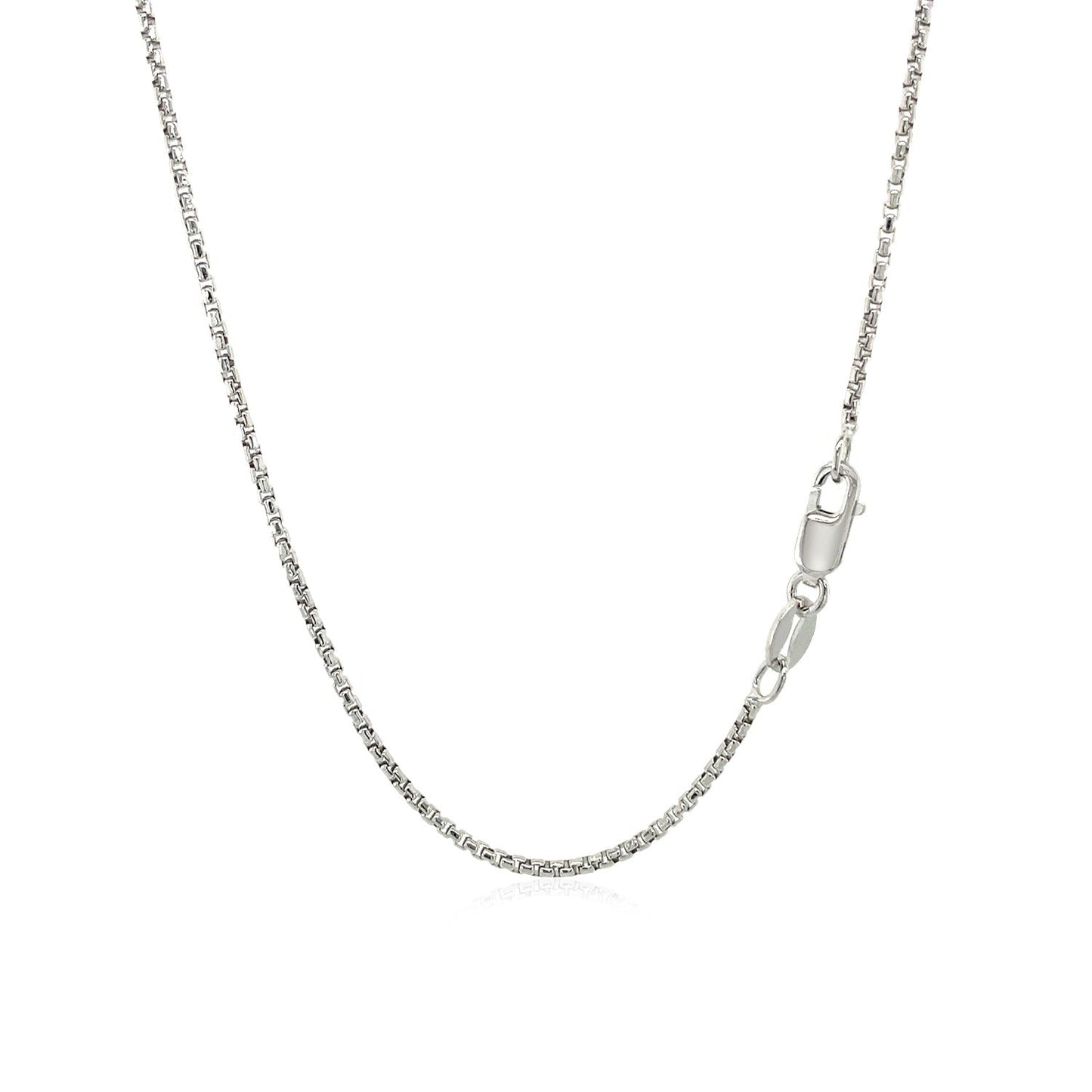Cadena de Caja Redonda de Plata Esterlina Baño de Rodio 1.3mm