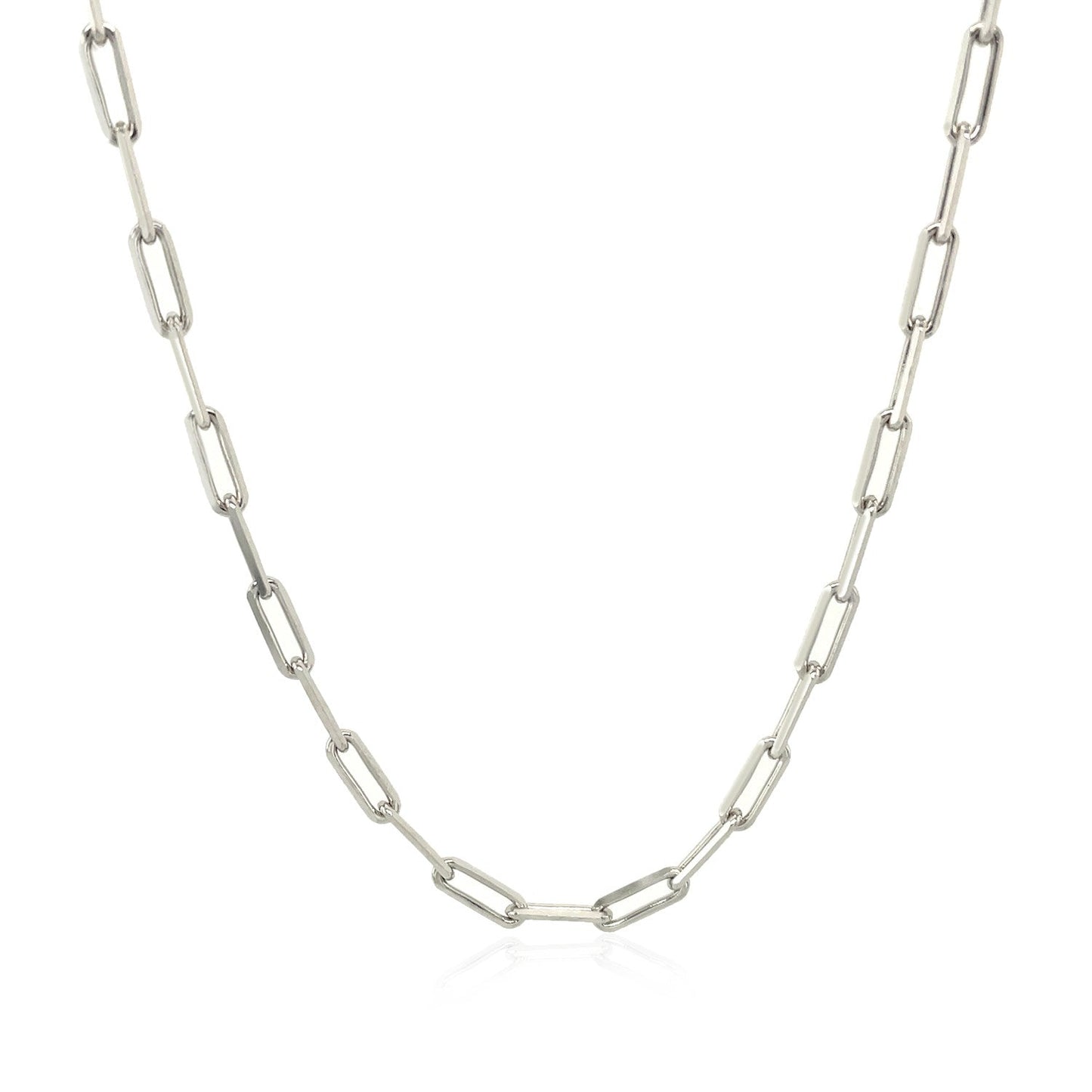 Collier en Chaîne Paperclip en Argent Sterling Plaqué Rhodium
