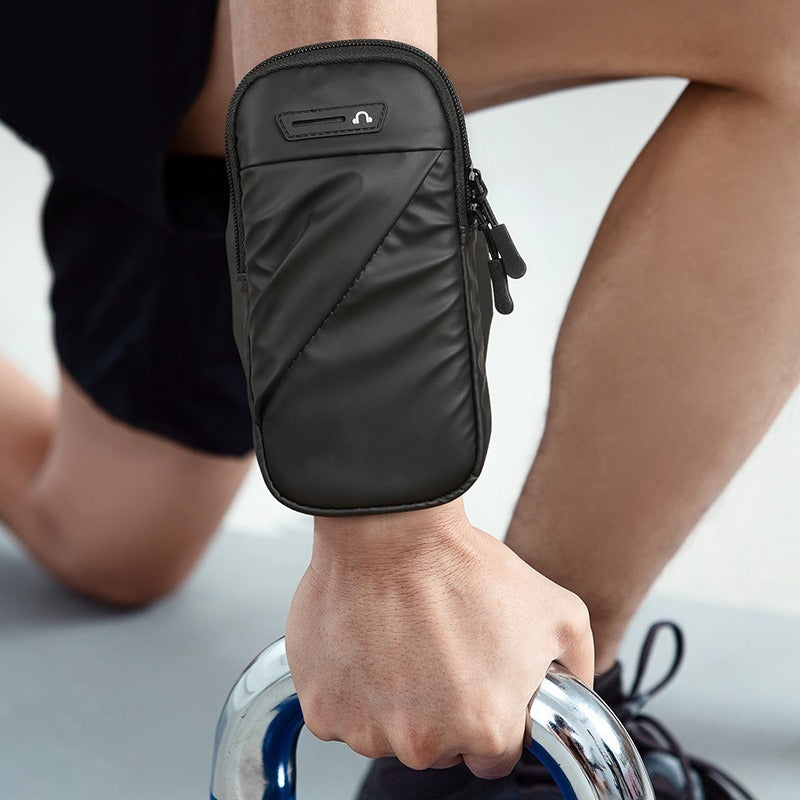 Sports running mobile arm bag, women's fitness wrist bag, breathable PU arm strap, outdoor cycling men's arm cover, mobile phone - Korvel