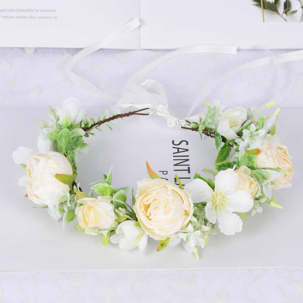 Hawaiian Wreath Wreath Simulation Flower Headwear Forest Fairy Girl Style Scenic Area Photo Headflower - Korvel