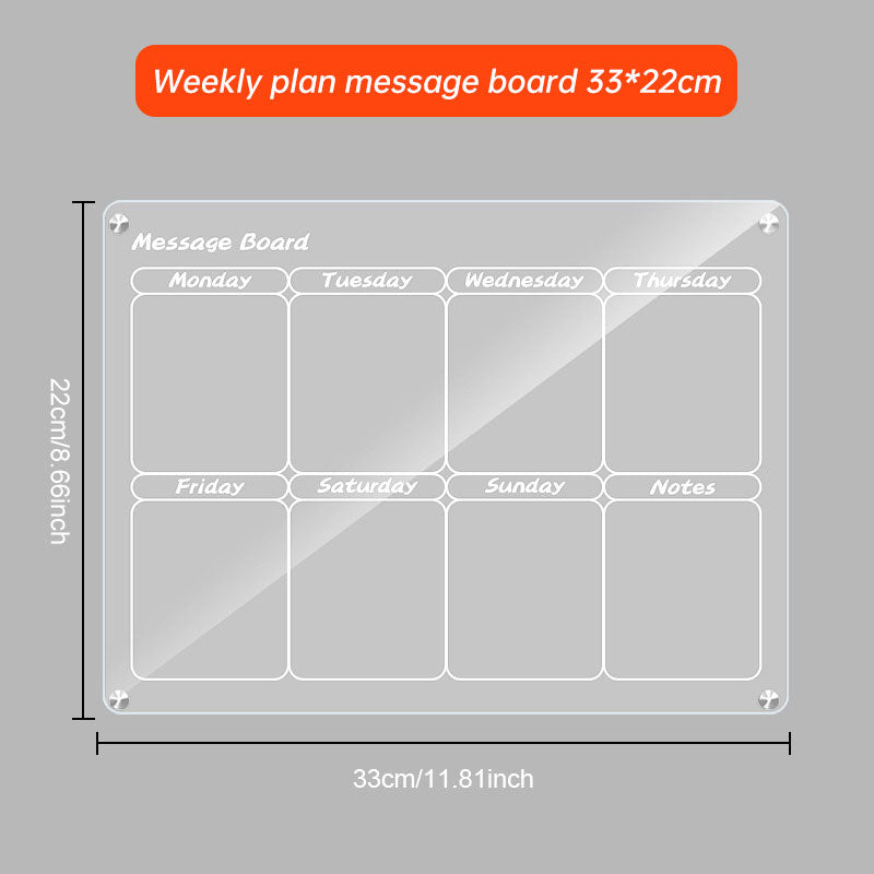 Acrylic message board magnetic refrigerator sticker household erasable calendar transparent note display board - Korvel