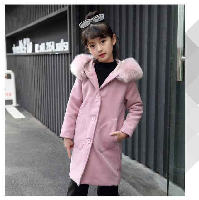 Girls Long Sleeve Hoode clothing Windbreaker spring autumn Winter clothes wool Coat Kids jacket Wedding Outwear parka - Korvel