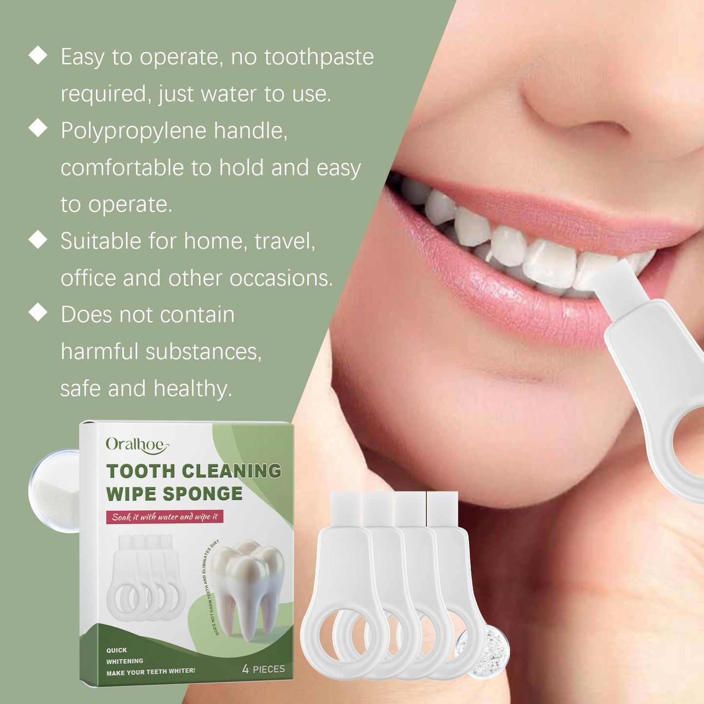 Sponge Tooth Cleaner Daily Care For Oral Hygiene Cleaning Teeth Stains Sponge Tooth Cleaner - Korvel