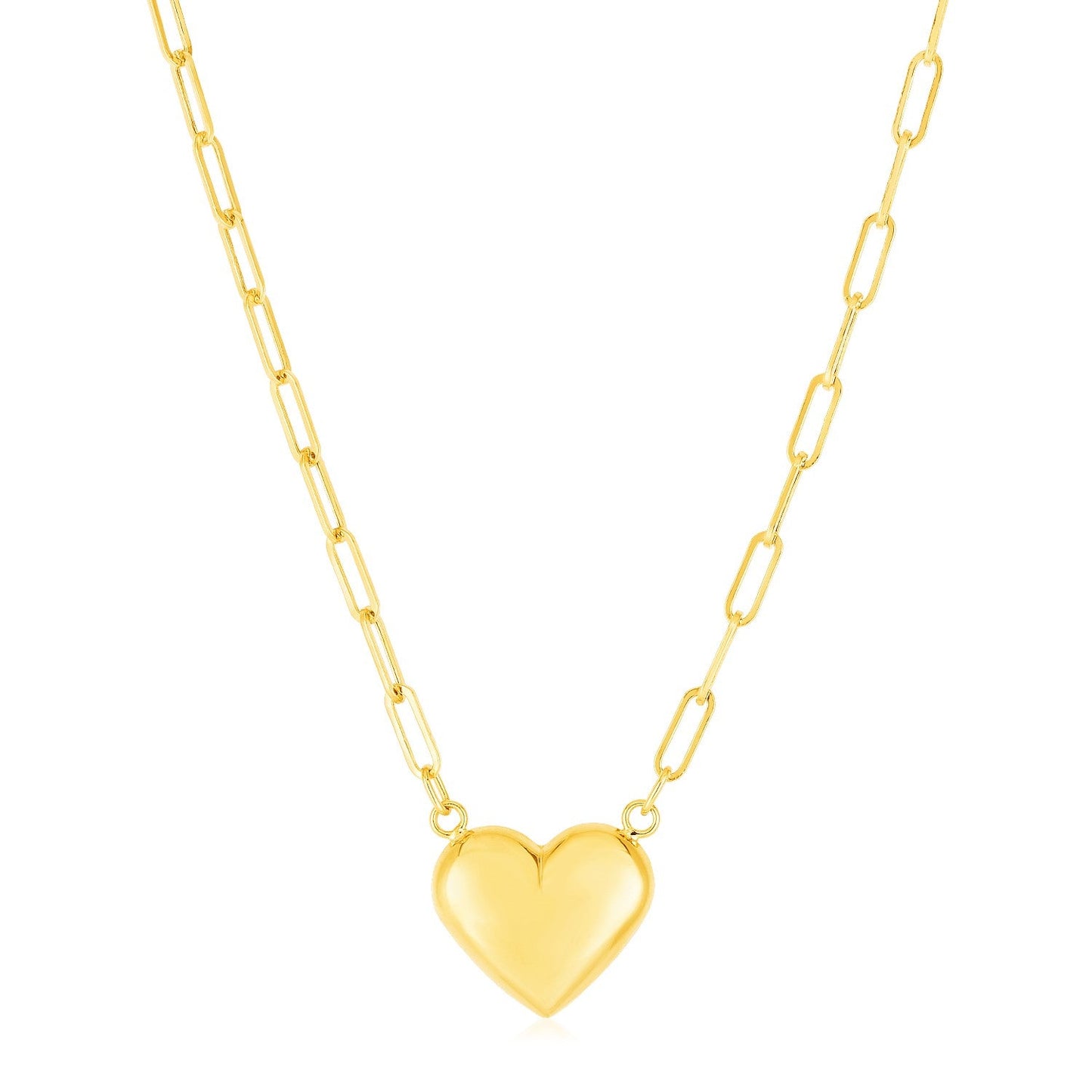 Collier en chaîne en or jaune 14k avec pendentif en forme de cœur