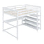 Full Size Loft Bed with Storage Shelves and Under-bed Desk  White - Korvel