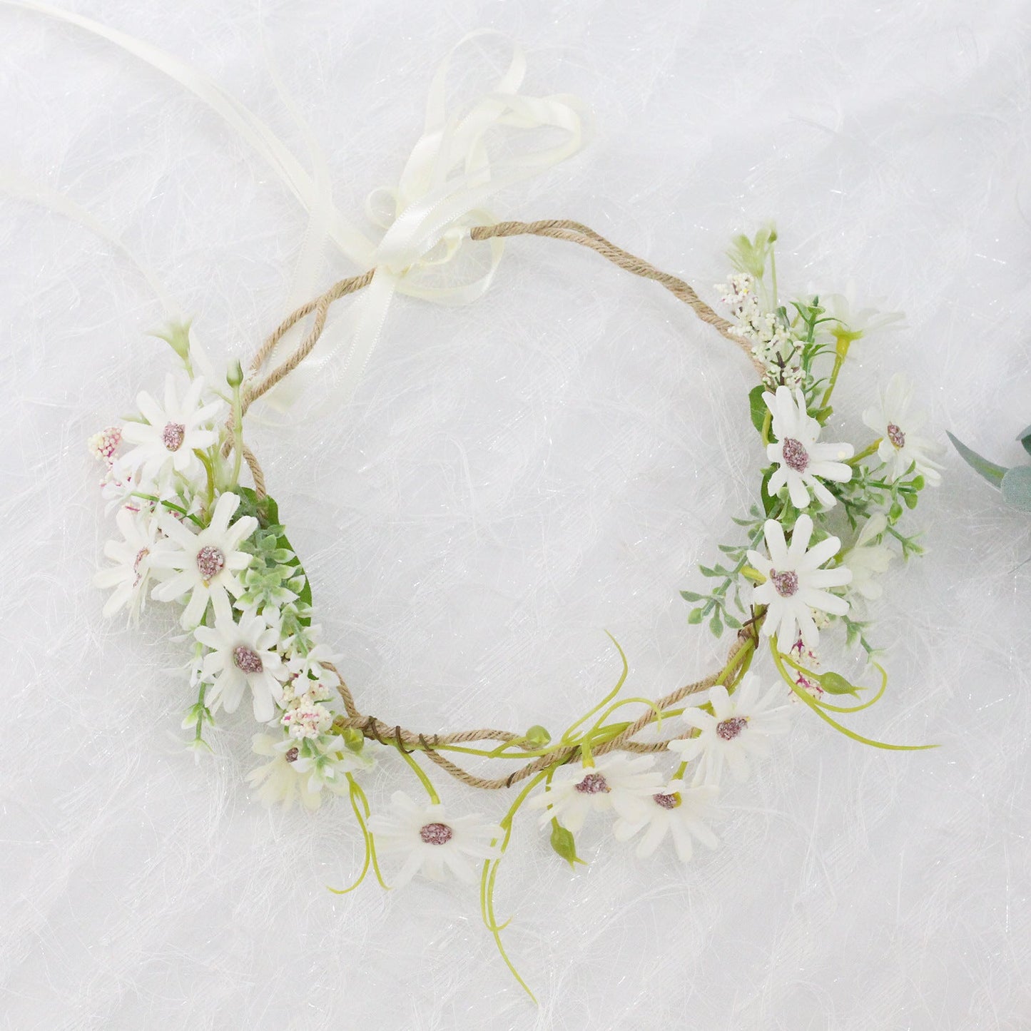 Fresh flower garland headwear hand woven fabric small daisy flower spring fairy outdoor hair accessory - Korvel