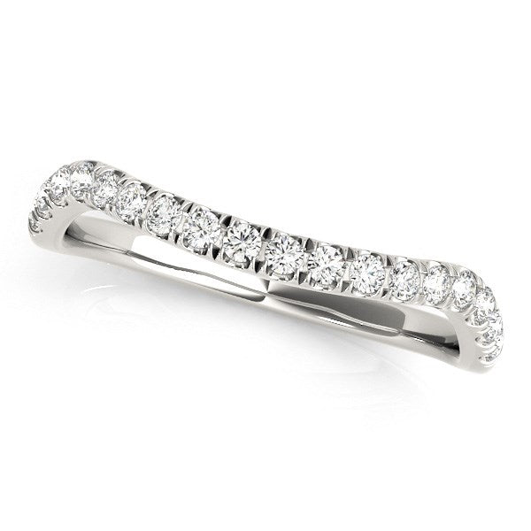 Anillo de boda de diamantes con diseño curvado en oro blanco de 14k