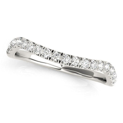 14k White Gold Curved Design Diamond Wedding Band