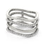 Anillo de diseño de múltiples bandas de oro blanco de 14k con diamantes