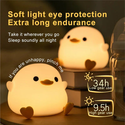Duck Silicone Night Light for Children - USB Rechargeable