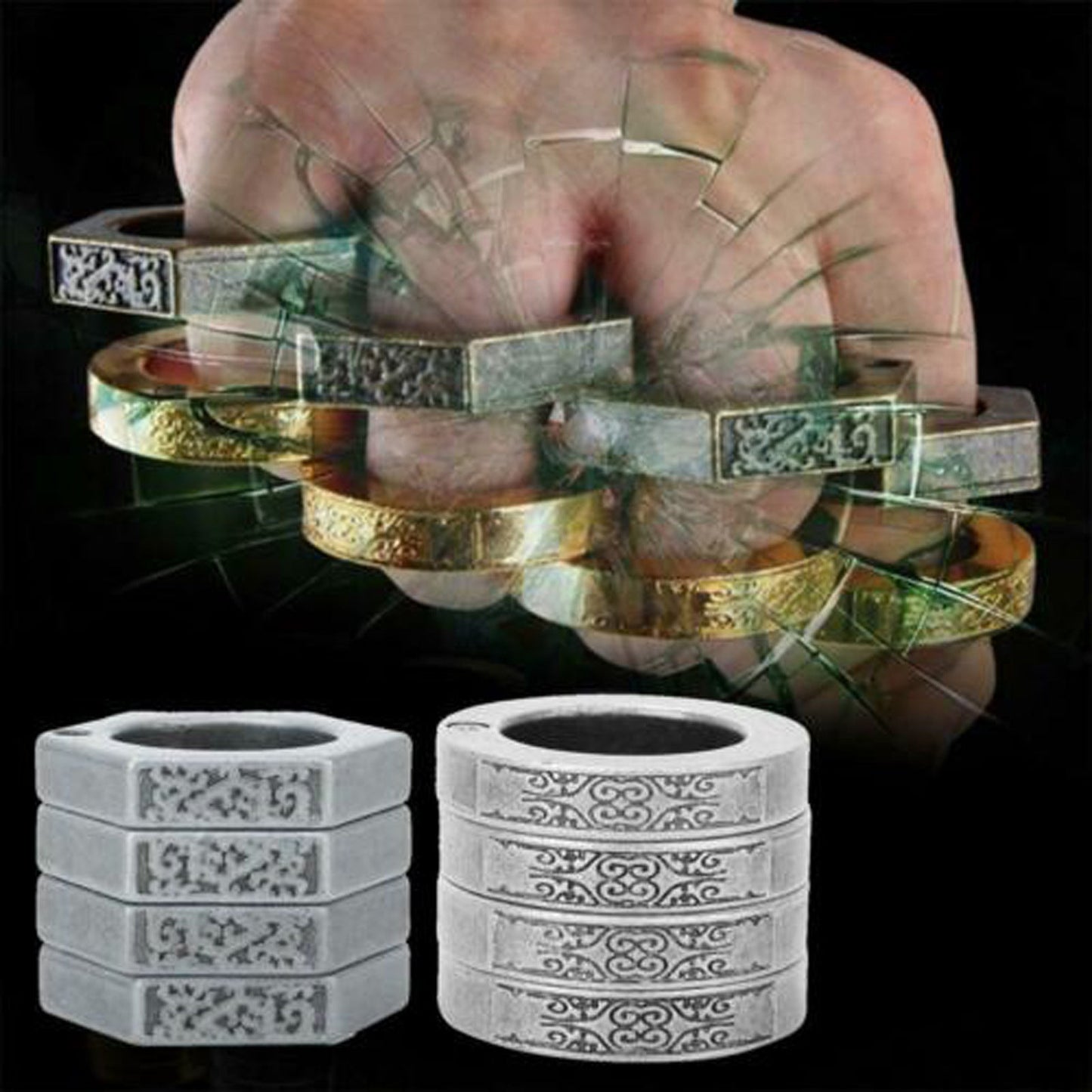 HARD SELF DEFENSE RING Men's Round Finger Hexagonal Ring Emergency Window Breaker Guard Ring - Korvel